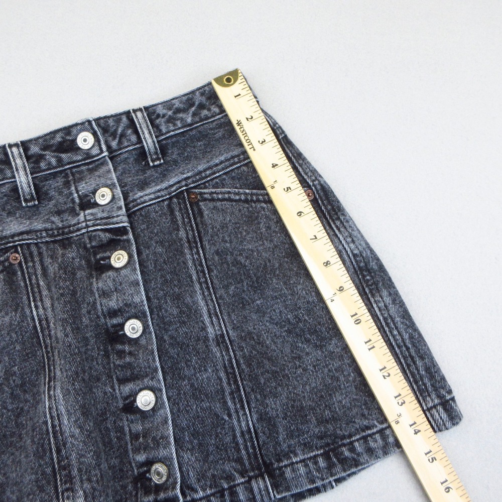 Abercrombie & Fitch Denim Skirt Womens 25/0 Black Acid Wash Button Front Mini - Picture 8 of 10